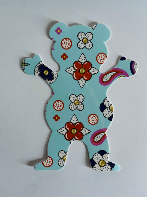 GRIZZLY BLUE FLOWER Sticker